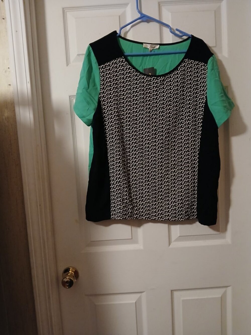 Koi Colorblock Geometric Print Blouse